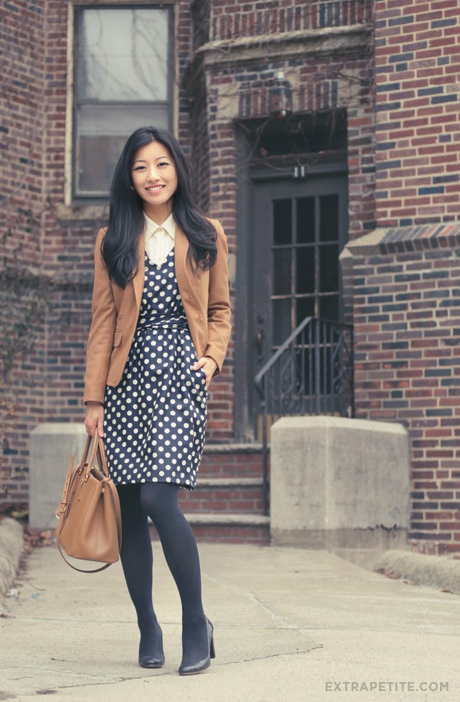 navy dots cream blouse1