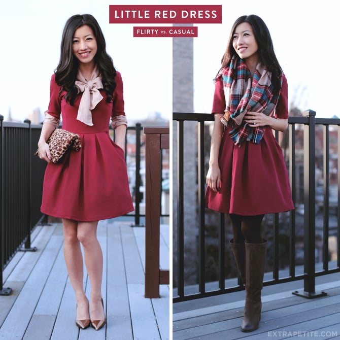 holiday party red dress outfit
