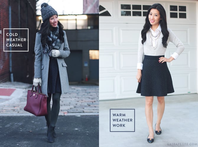 A line skirt outfit styled two ways