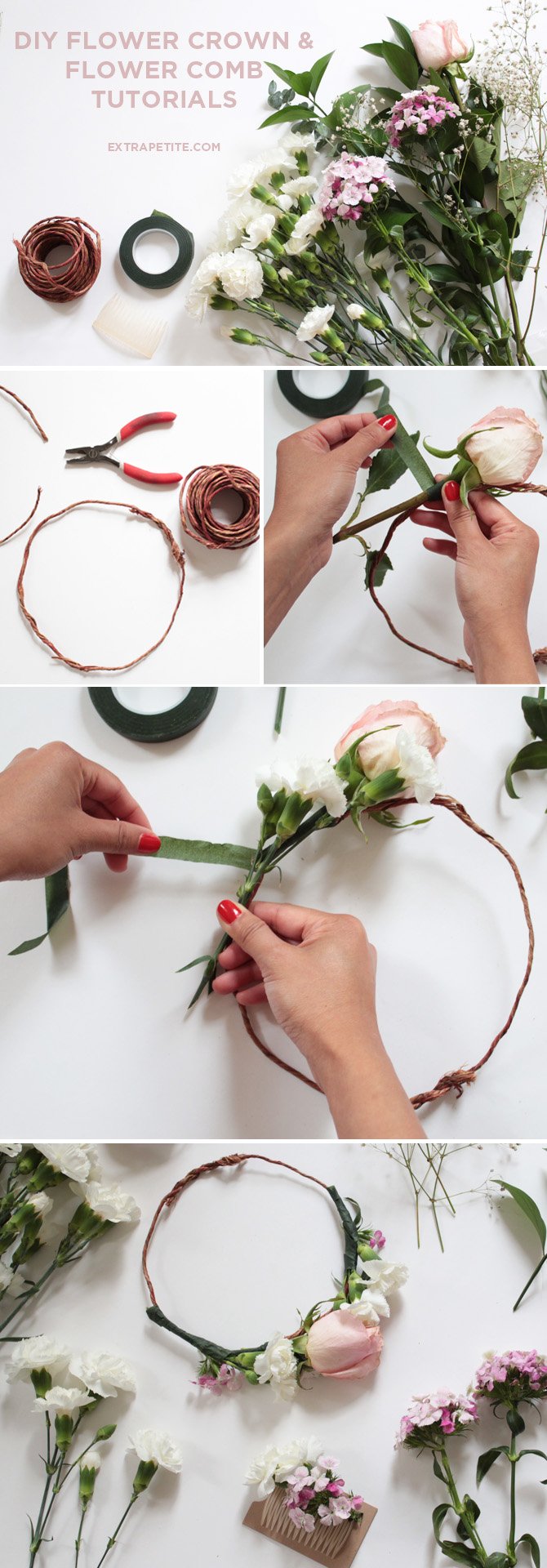 DIY flower crown floral comb tutorial bridal