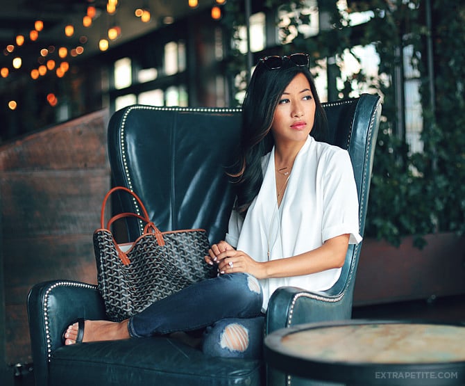 topshop drape blouse ripped jeans1