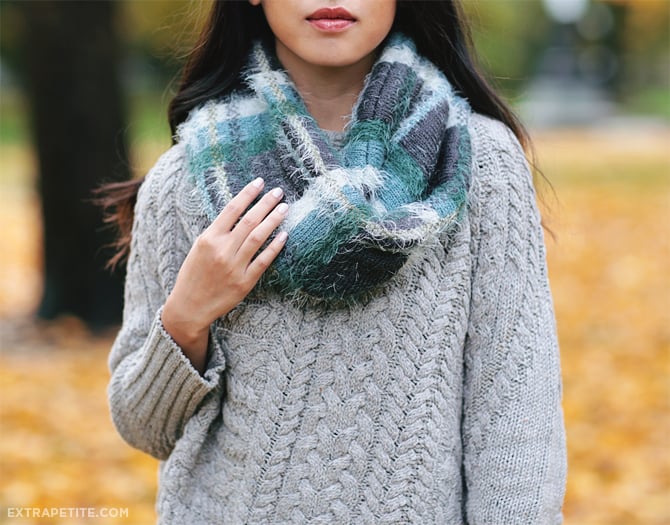 fall knit sweater plaid scarf
