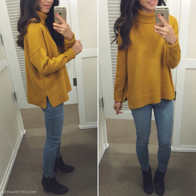 cozy turtleneck swing sweater - mustard yellow