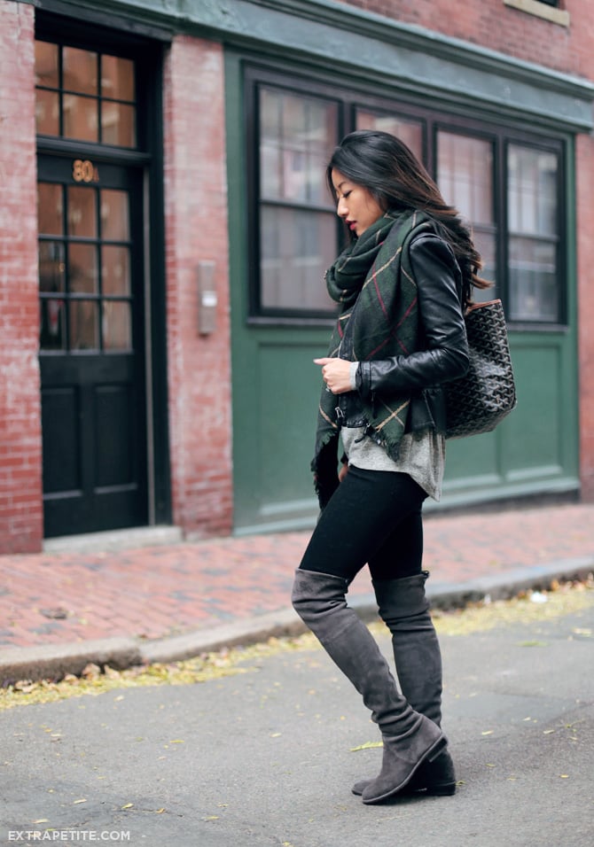stuart weitzman lowland boots plaid scarf