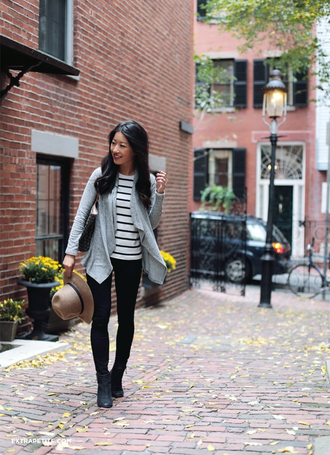 black jeans grey sweater fall outfit