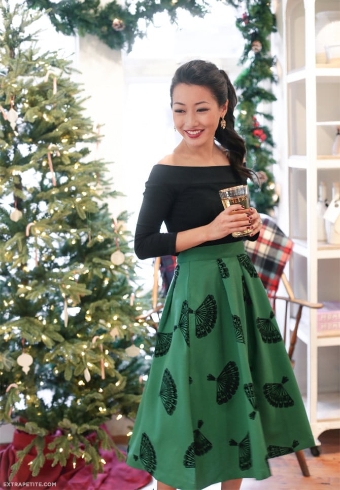 retro christmas holiday party skirt outfit