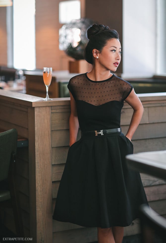 classic date night valentines day outfit black flare skirt