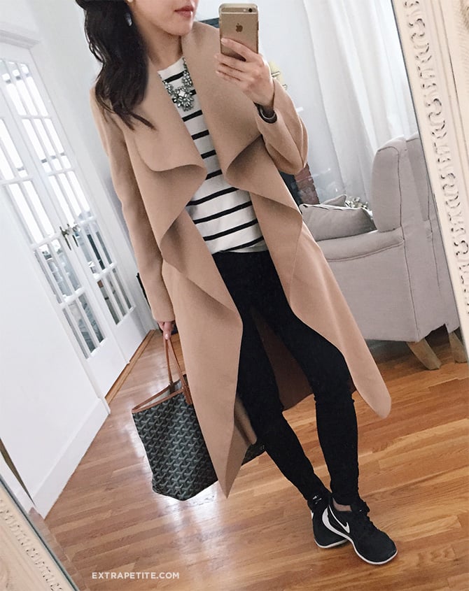 misguided petites camel waterfall coat review