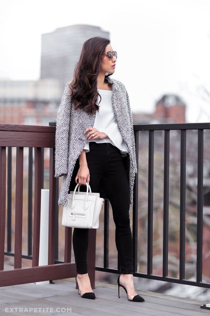 black white outfit celine nano bag goatskin