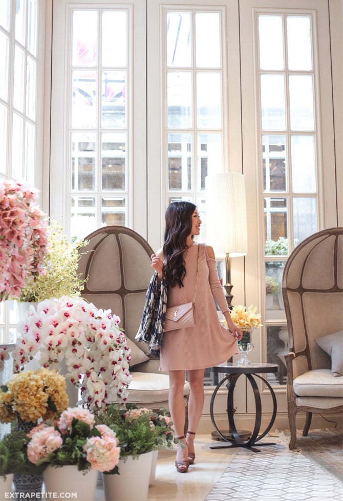 blush pink swing dress spring outfit pottinger hong kong hotel