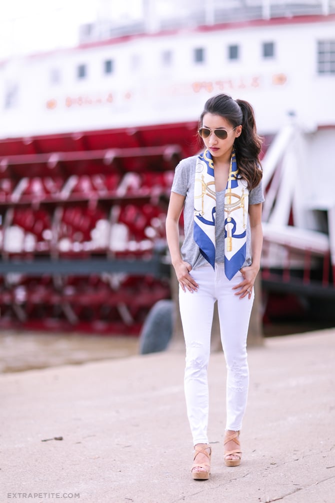 jbrand white jeans silk scarf summer outfit