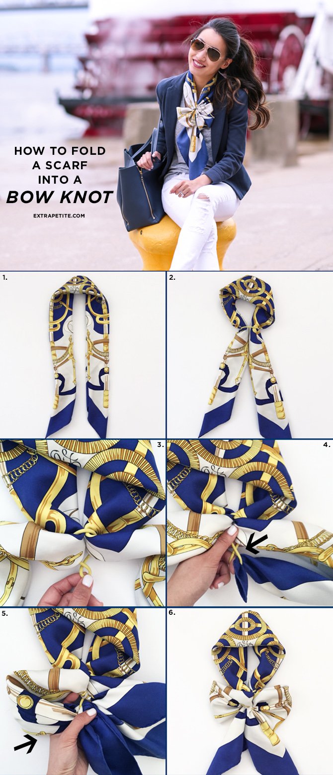 how to tie a hermes silk scarf_bow fold knot tutorial