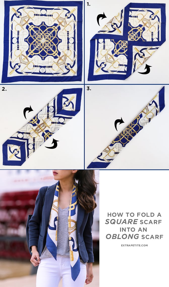 how to fold a square hermes silk scarf into long scarf