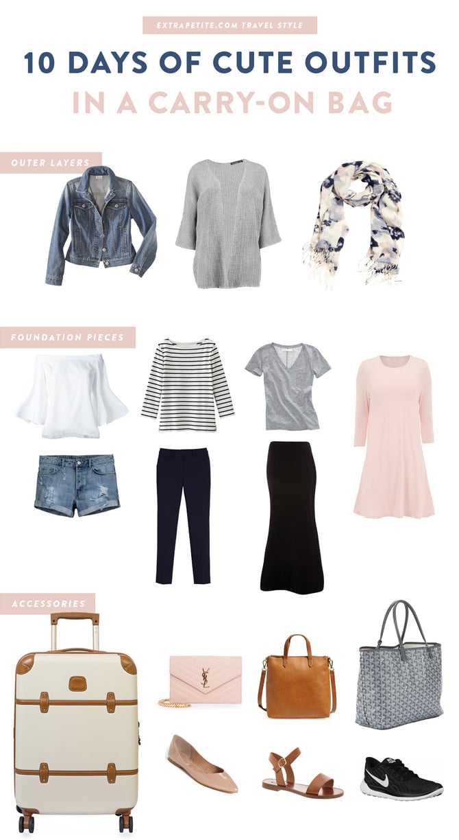 How to pack 10 Days of cute outfits in a carry-on bag from Boston travel blogger, Extra Petite
