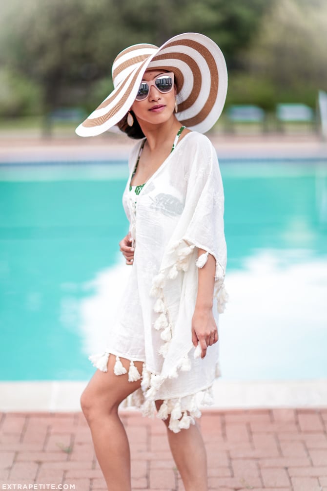 white pom fringe tassel cover up beach outfit