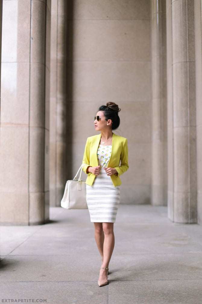 business casual summer outfit petites blazer pencil skirt