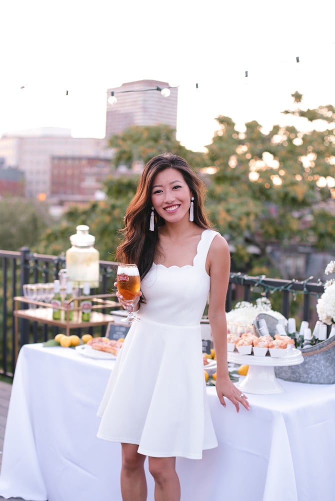 summer whites boston outdoor party scalloped dress
