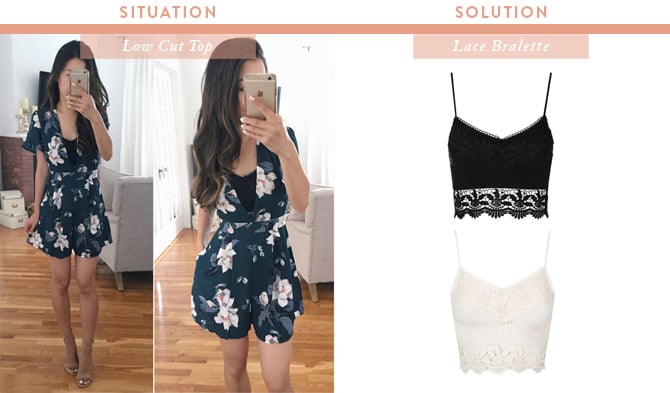 lace bralette under plunge low cut tops