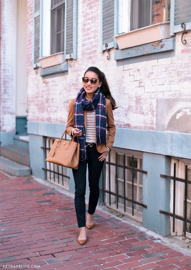 fall work outfit flat shoes_extra petite