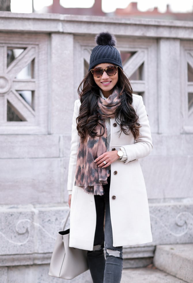 winter fashion coat scarf hat ann taylor boston
