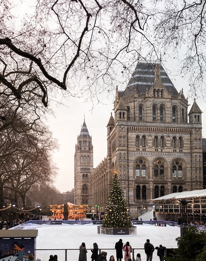 london ice skating rink natural history museum christmas