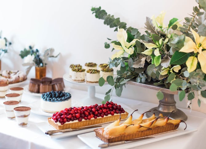 holiday christmas party dessert cakes table station