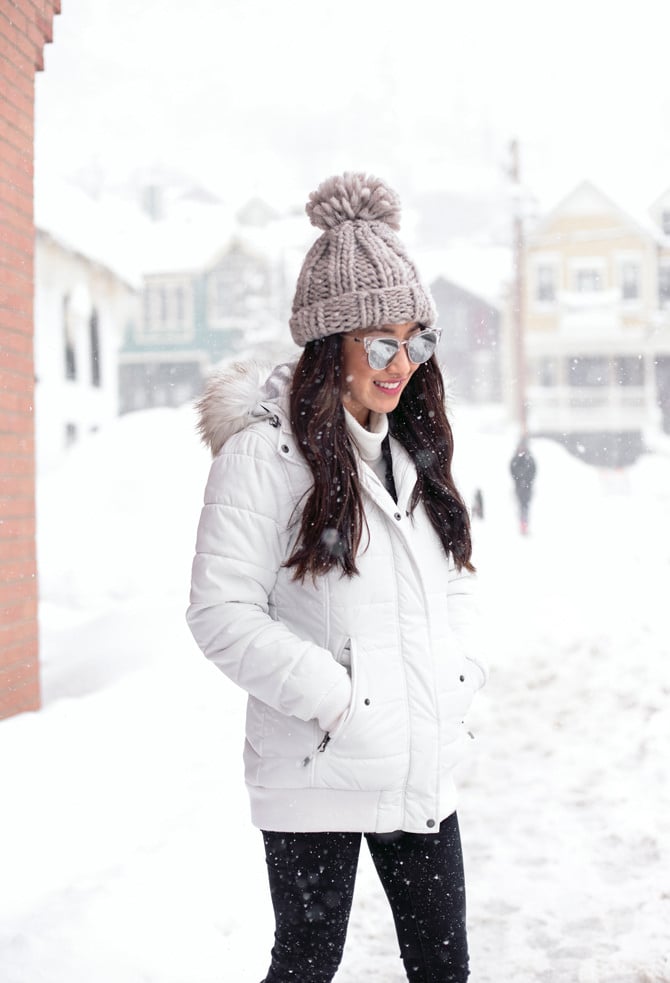 eddie bauer petite white bomber parka coat