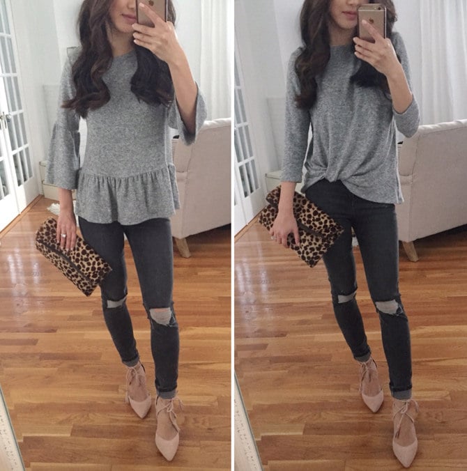 gibson fleece peplum twist top nordstrom petite review