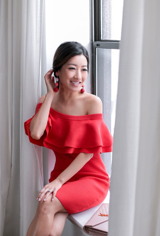 baublebar crispin earrings red cocktail dress extra petite