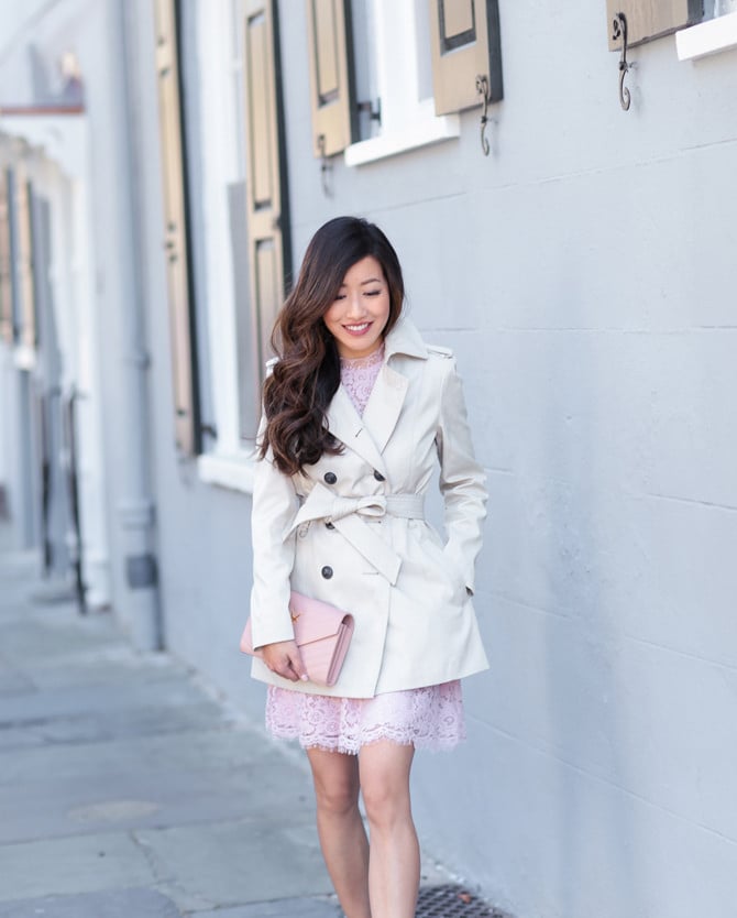express petite lace dress trench coat review