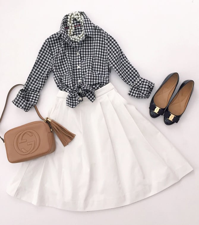 preppy classic gingham spring summer outfit petite style