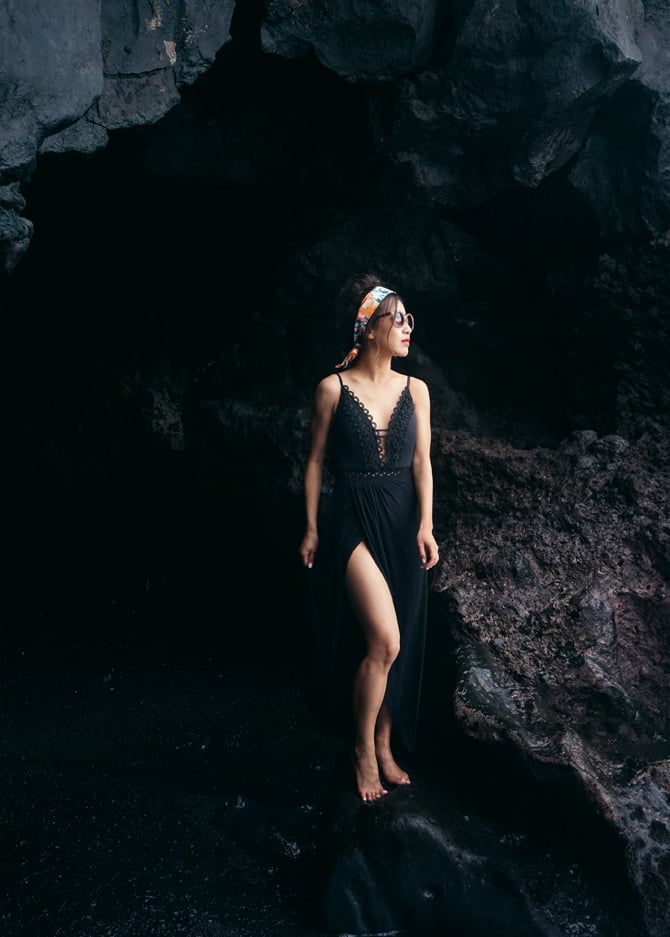 black sand beach cave maui road to hana