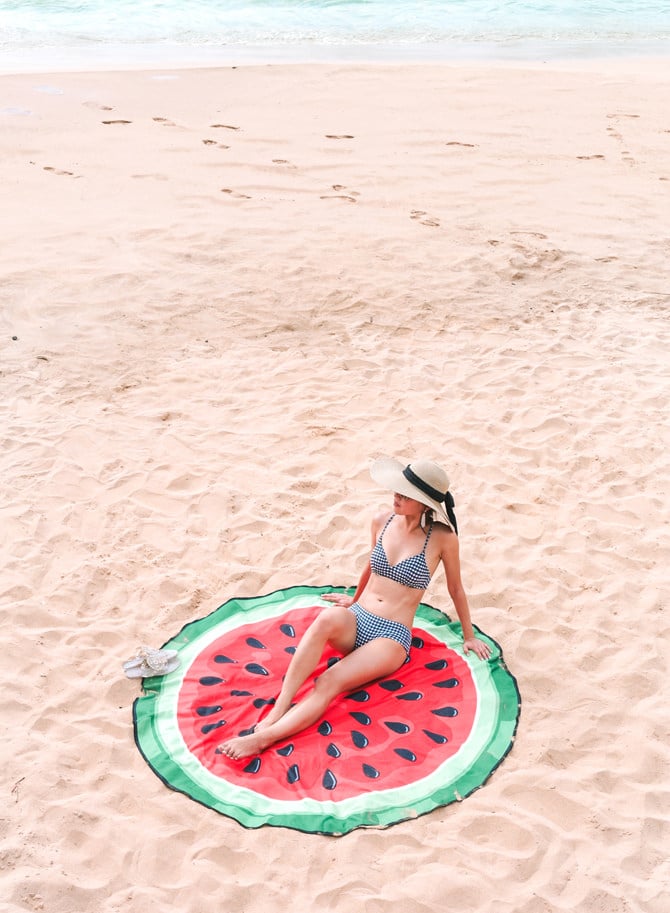 jcrew navy gingham bikini swimsuit hawaii beach