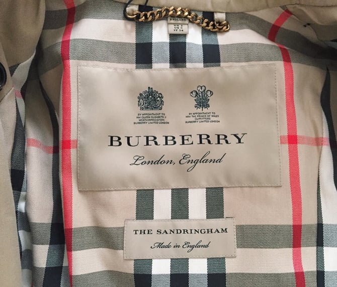 burberry sandringham trench interior lining