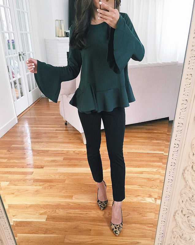 ruffle peplum top fall work business casual outfits petite