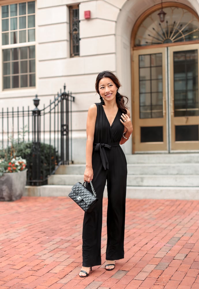 black jumpsuit affordable special occasion cocktail attire outfit