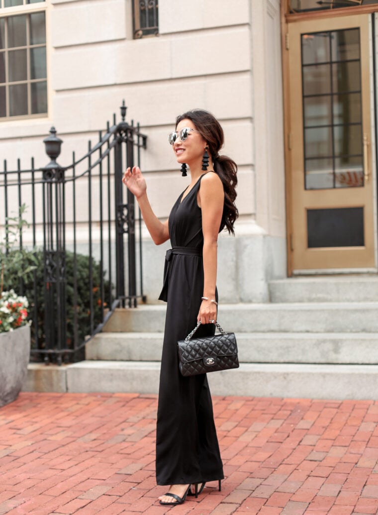 black jumpsuit romper for petite women