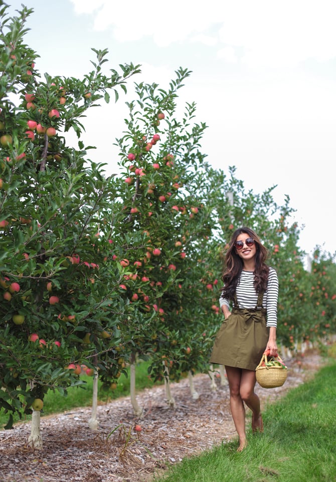 fall outfit ideas olive green suspender skirt urban outfitters petite