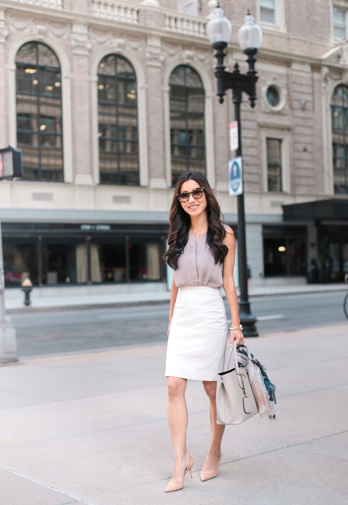 pencil skirt outfit for work asian fashion