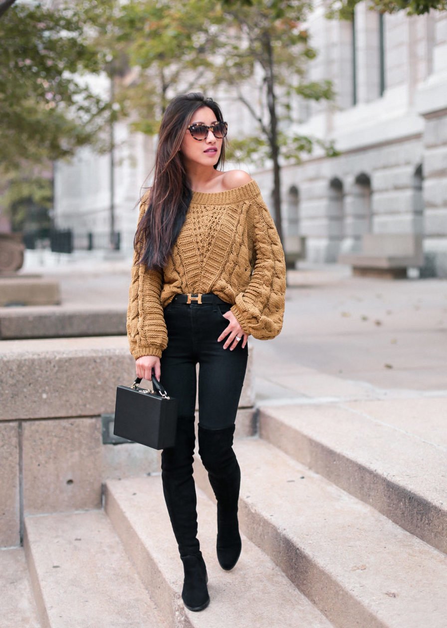 If you're looking for over the knee boots for narrow legs, look no further. Boston style blogger, Extra Petite shares a stylish fall outfit!