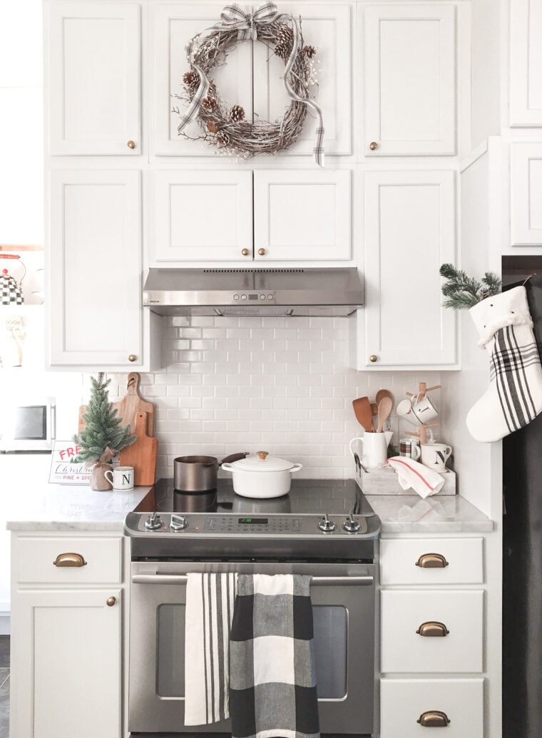 holiday kitchen decor white christmas rustic design