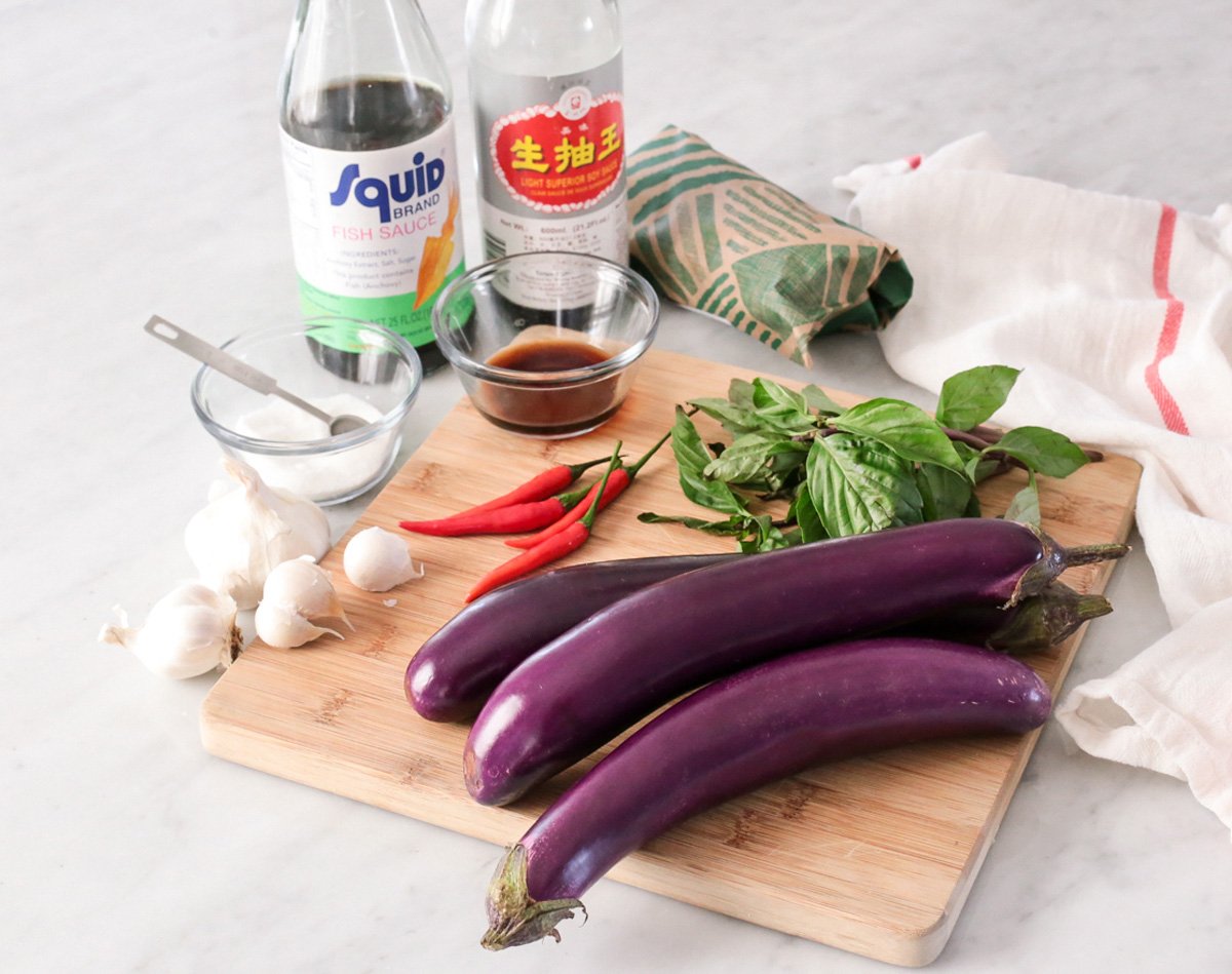 spicy thai basil eggplant chicken dish recipe