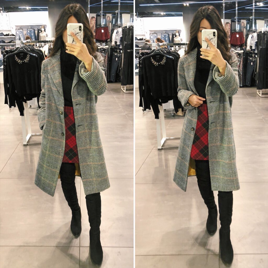 topshop plaid check long duster coat jacket