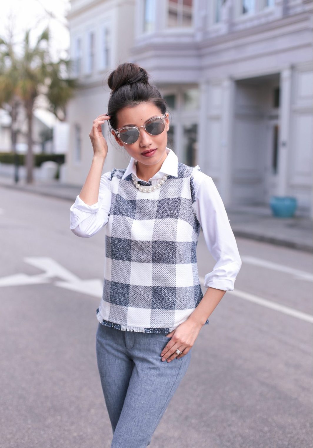 tweed top banana republic petites spring