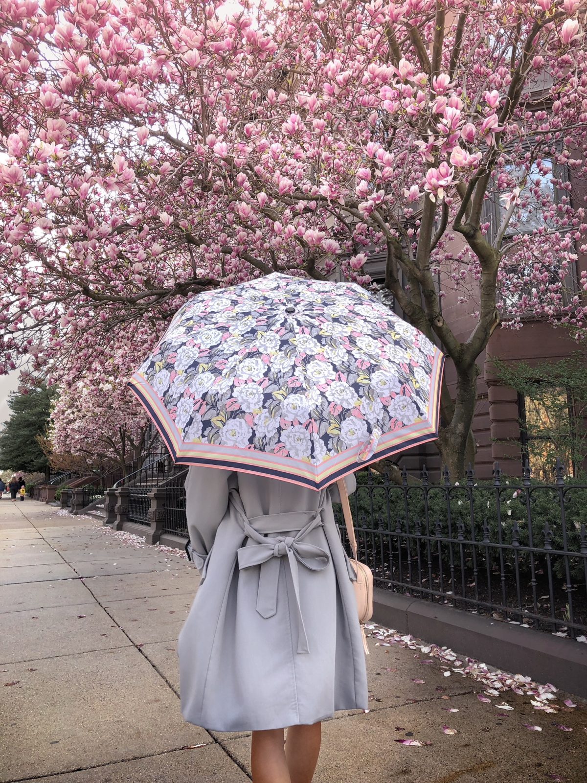 cute floral umbrella rainy spring fashion