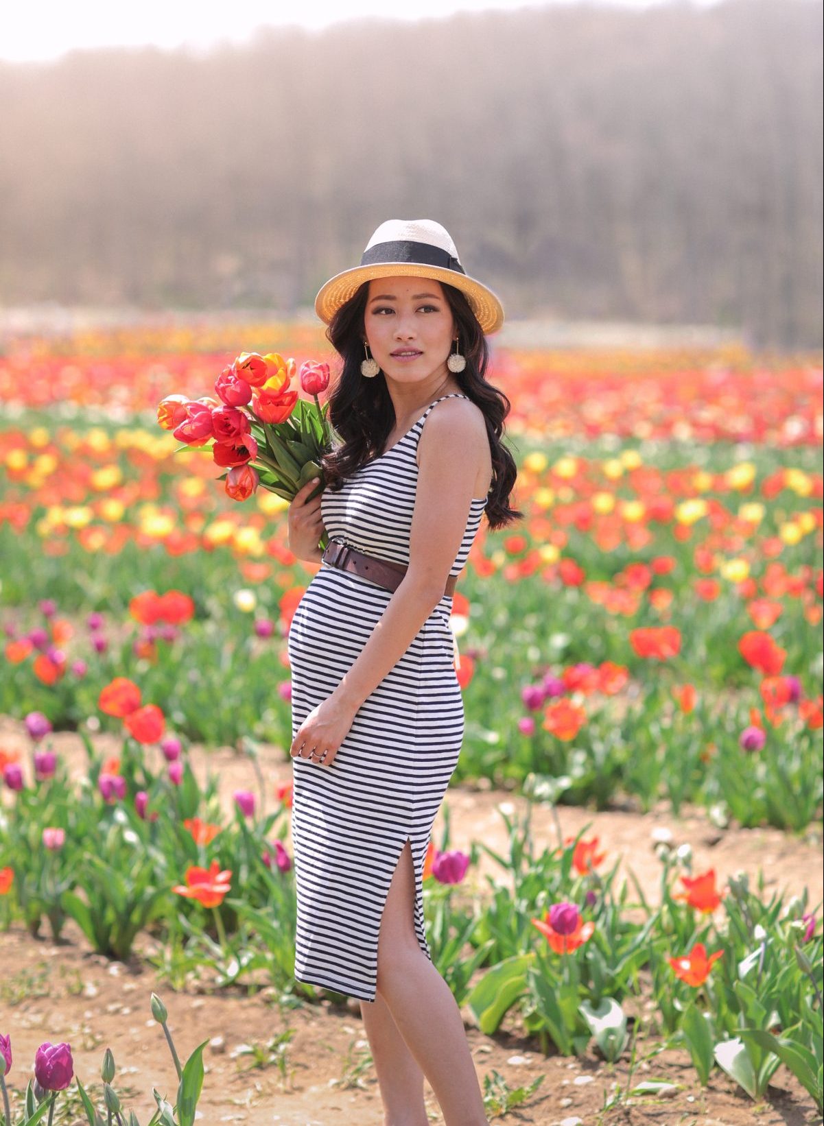 striped maternity dress petite fashion blog