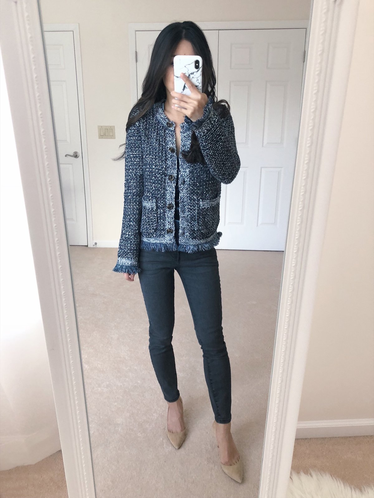 ann taylor chanel tweed cardigan