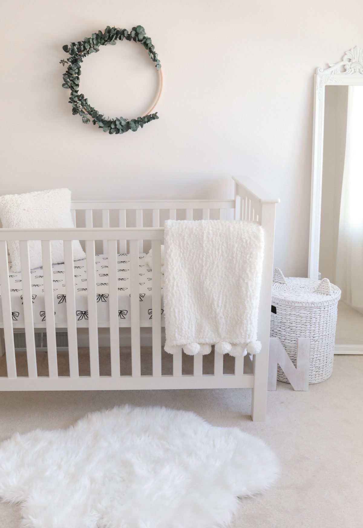 white baby girl nursery crib for petite mom women