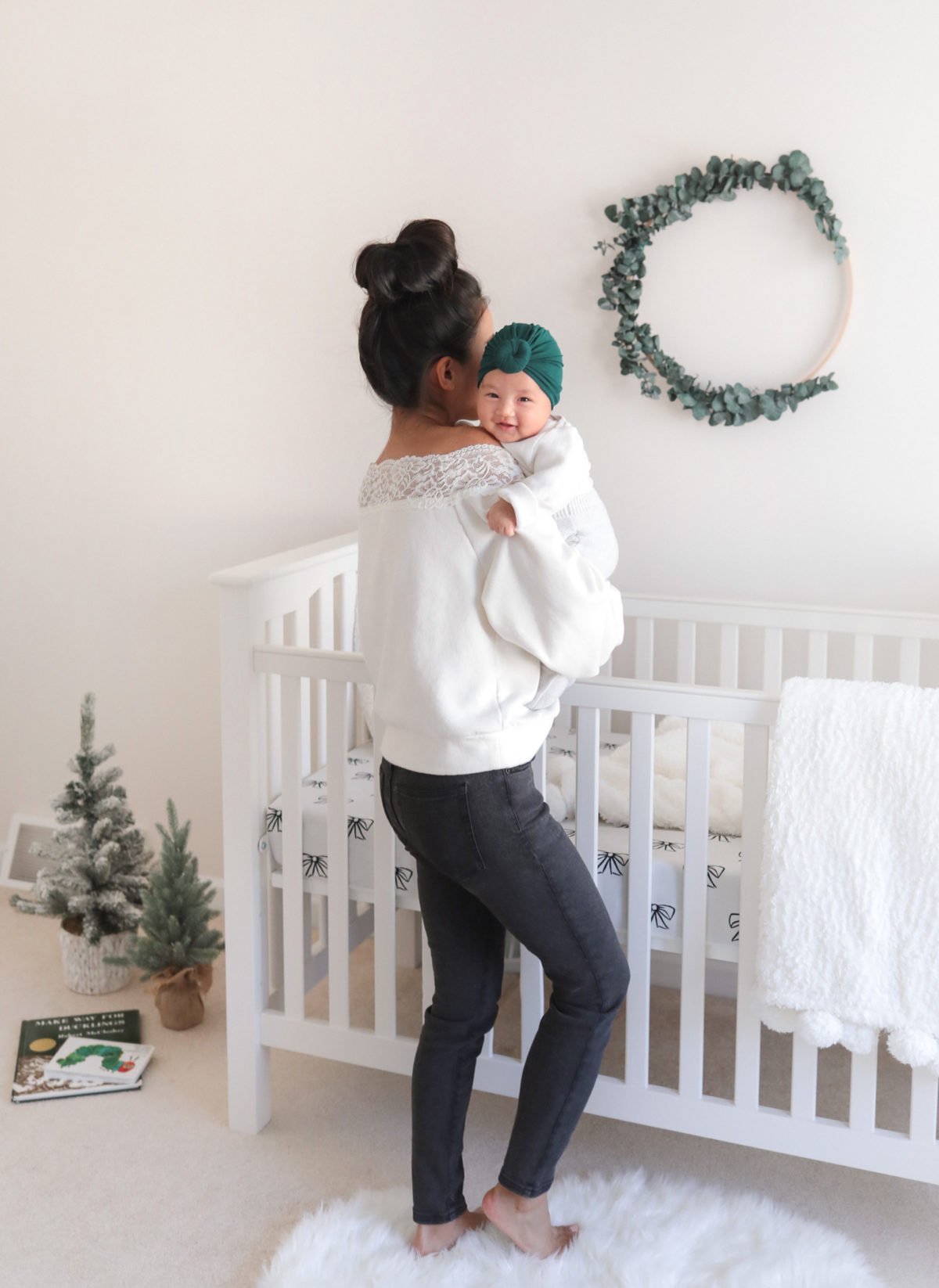 christmas winter wonderland white nursery baby girl