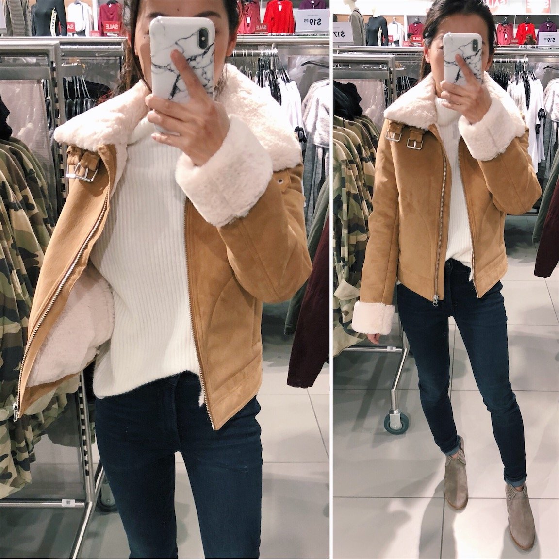 shearling jacket for petite women